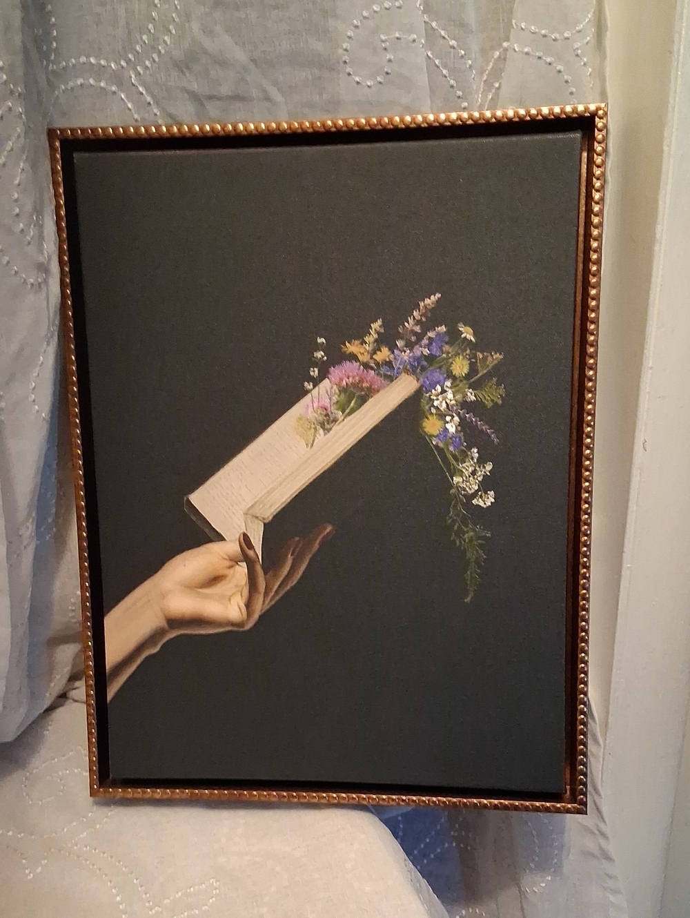 Framed Floral Book Wall Art - Black and Gold